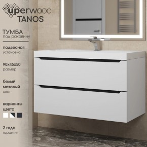 Тумба под раковину Uperwood Tanos 90 см, подвесная, белая/графит в Нижнекамске - nizhnekamsk.ok-mebel.com | фото 3