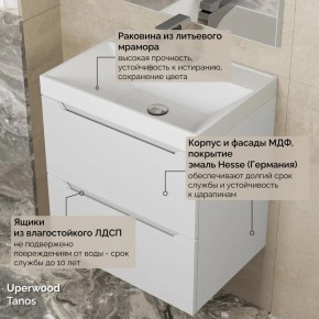 Тумба с раковиной Uperwood Tanos 50 см, подвесная, белая матовая в Нижнекамске - nizhnekamsk.ok-mebel.com | фото 6